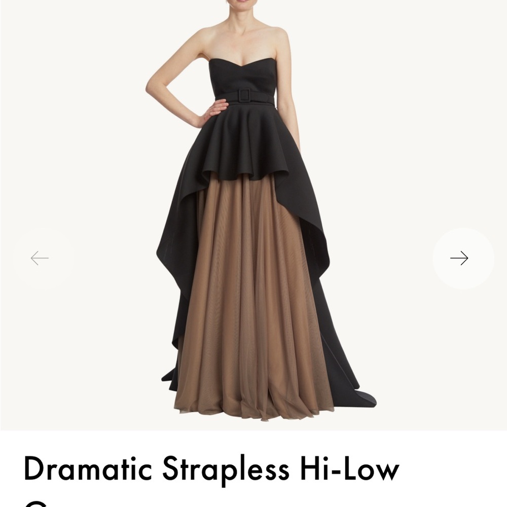 Dramatic Strapless Hi-Low Gown badgley mischka